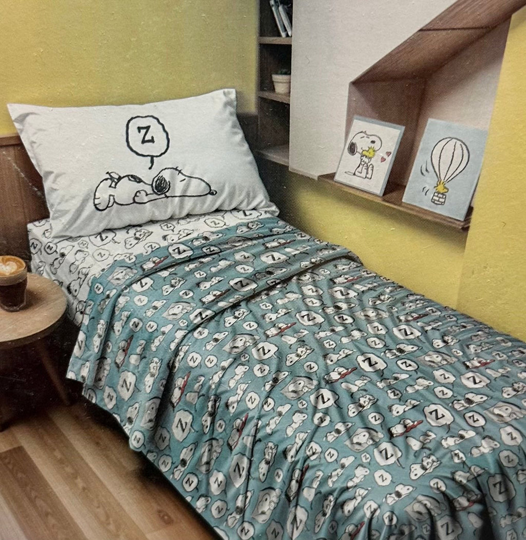 Set Lenzuola Singolo Snoopy - Completo Letto Cuori E Baci, 100% Cotone, Ufficiale Peanuts - Foto 4