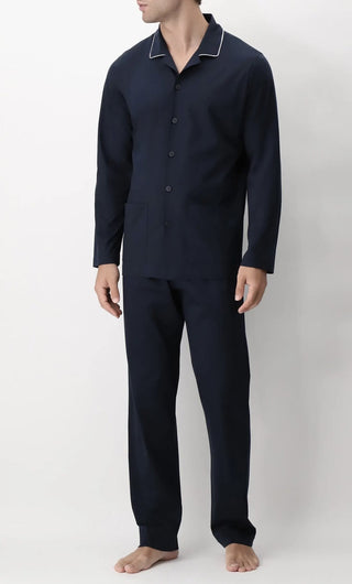 Pigiama Lungo Aperto con Collo in Cotone Jersey Basic - PEROFIL - Contex Biancheria
