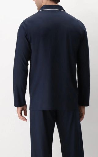 Pigiama Lungo Aperto con Collo in Cotone Jersey Basic - PEROFIL - Contex Biancheria