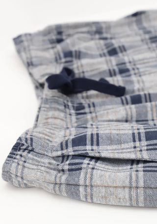 Long Pajamas in Warm Cotton with Check Print - PEROFIL