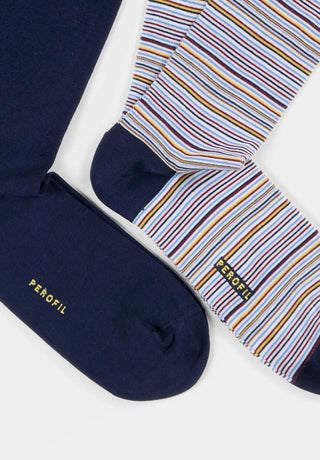 CALZA CORTA IN COTONE ELASTICO RIGHE 2 PAIA - PEROFIL - Contex Biancheria