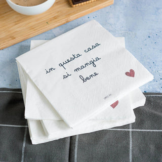 IN QUESTA CASA SI MANGIA BENE SET 20 TOVAGLIOLI - SIMPLE DAY - Contex Biancheria