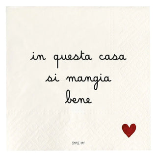 IN QUESTA CASA SI MANGIA BENE SET 20 TOVAGLIOLI - SIMPLE DAY - Contex Biancheria