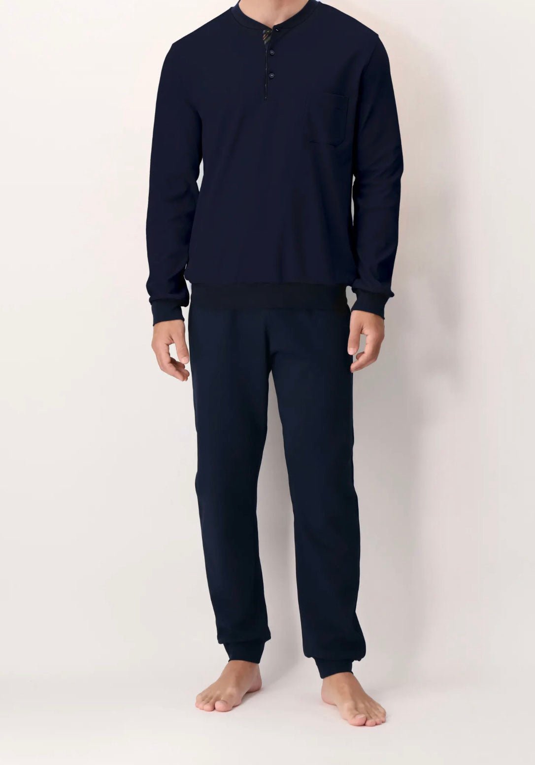 Pigiama Lungo Serafino con polsi in Caldo Cotone PEROFIL