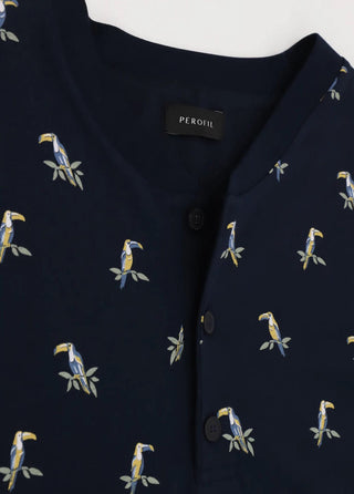 Pigiama Lungo Serafino in Cotone Jersey Stampa Tucani - PEROFIL - Contex Biancheria