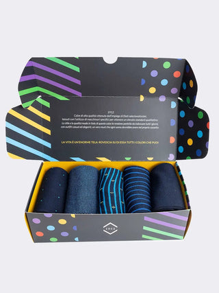 SCATOLA REGALO 5 PAIA CALZE UOMO FANTASIA - CIOCCA - Contex Biancheria