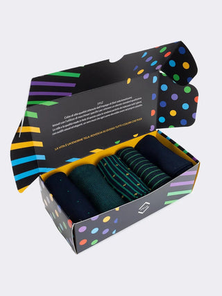 SCATOLA REGALO 5 PAIA CALZE UOMO FANTASIA - CIOCCA - Contex Biancheria