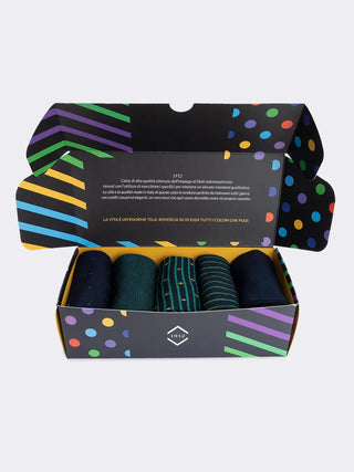 SCATOLA REGALO 5 PAIA CALZE UOMO FANTASIA - CIOCCA - Contex Biancheria