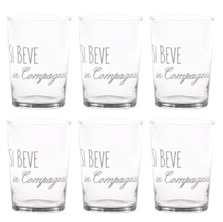 SI BEVE IN COMPAGNIA SET 6 BICCHIERI - SIMPLE DAY - Contex Biancheria
